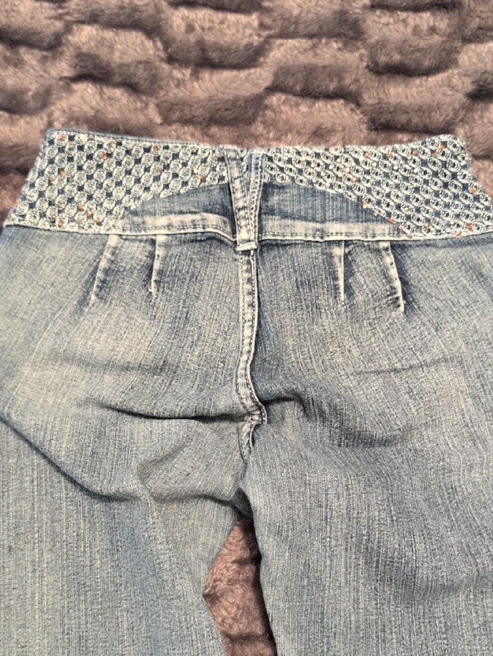 Sergio Valente Grey-Blue Skinny Jeans with Stud Accents - Picture 3 of 3